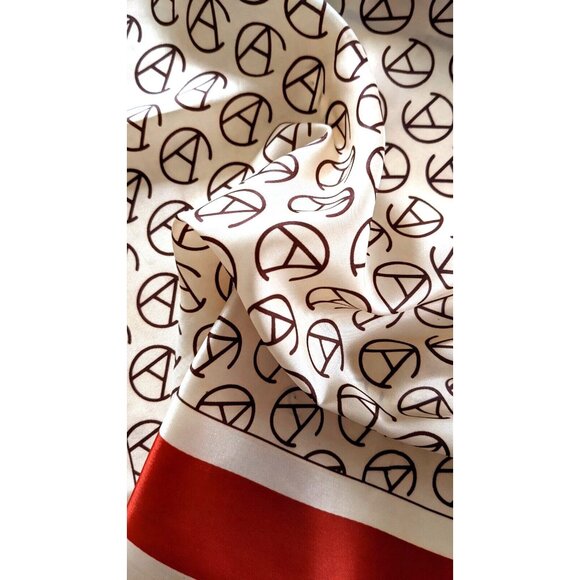 Vintage SN Kent Avon Women's Scarf Beige Red Square Signed 26*26" Made In Japan - Picture 8 of 8